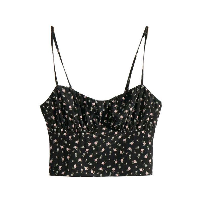 Black Floral Bustier Top Women S Fashion Clothes Tops On Carousell