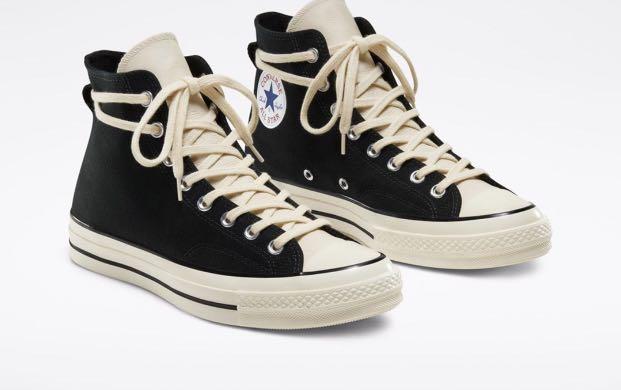 Black Ivory US 5 7.5 Fear of God FOG Essentials x Converse Chuck Taylor All Star 70s Hi High Cut Black Natural Egret Natural Ivory White Beige Men s Fashion Footwear Sneakers on Carousell
