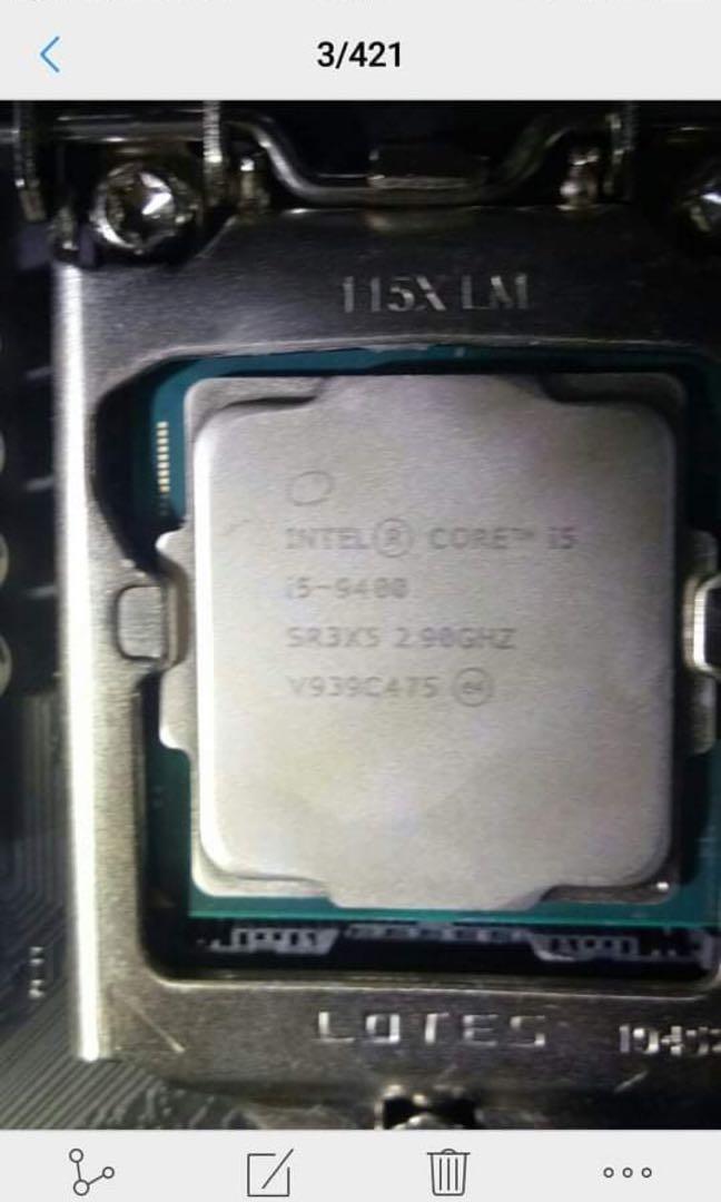 Bundled Intel Core i5-9400 processor with MSI motherboard (Category: Computer Parts) located in Mandaluyong City. Submitted by l2ayne (Listing ID 1025797134, Image 3). Description: Intel Core i5-9400 Processor bare proce no box no fan MSI H310 m.2 pro plus motherboard bnew with box Price 11k only Tpc id l2ayne Pick up: Sta Ana Manila Accept shipping / COD / COP thru LBC or Lalamove Buyer will shoulder shipping fee Text or call for fast deal O9772