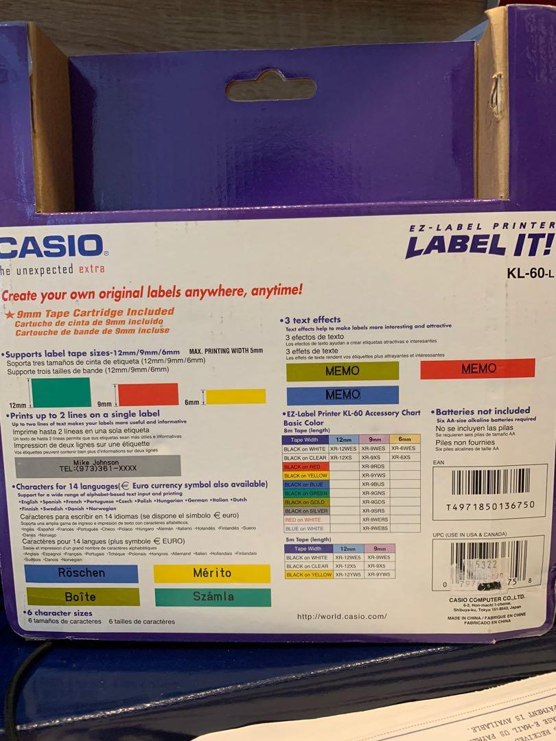 Casio Label Printer KL60L, Hobbies & Toys, Stationery & Craft