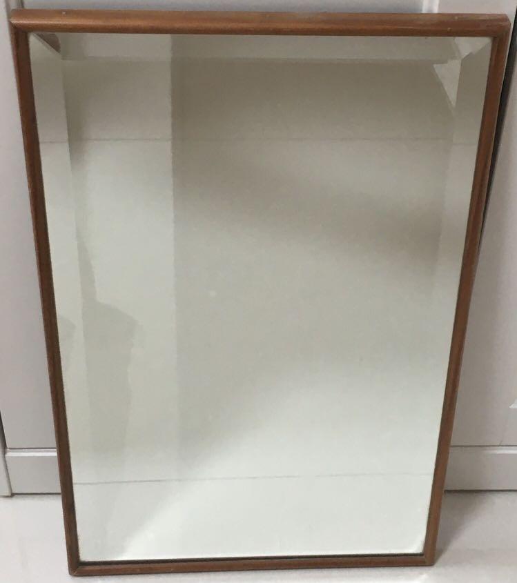Classic Chamfered Edge Wall Mirror With, Wooden Pine Frame Mirror