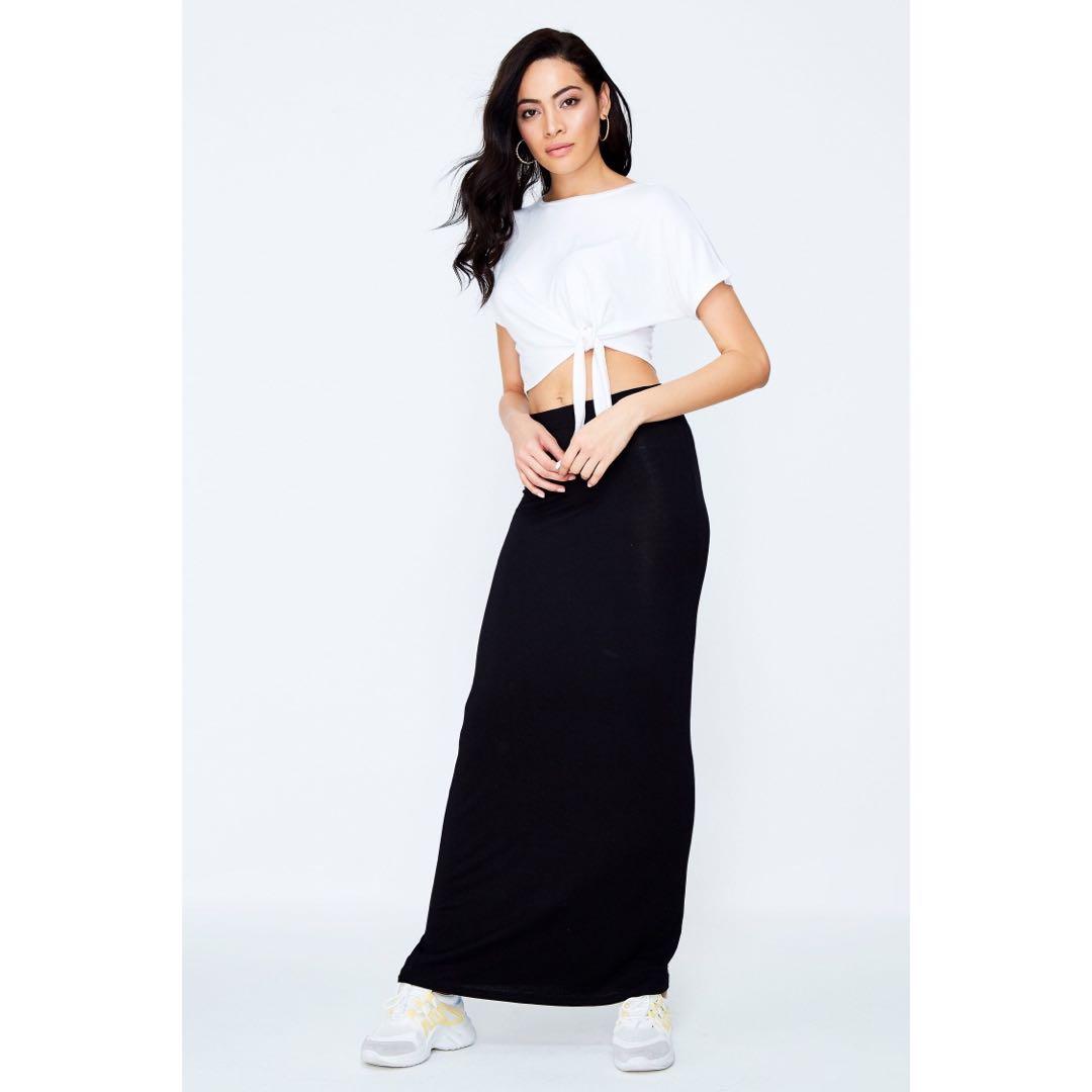 cotton on black maxi skirt