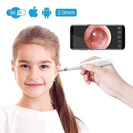 Ear Otoscope with 6 Adjustable LED Lights for Kids and Adults，Compatible with Android and iOS 4.3mm Ultra-Thin WiFi HD Ear Inspection Camera DEPSTECH Upgrade Ear Otoscope 