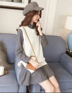 Grey+white Dress (Preloved)
