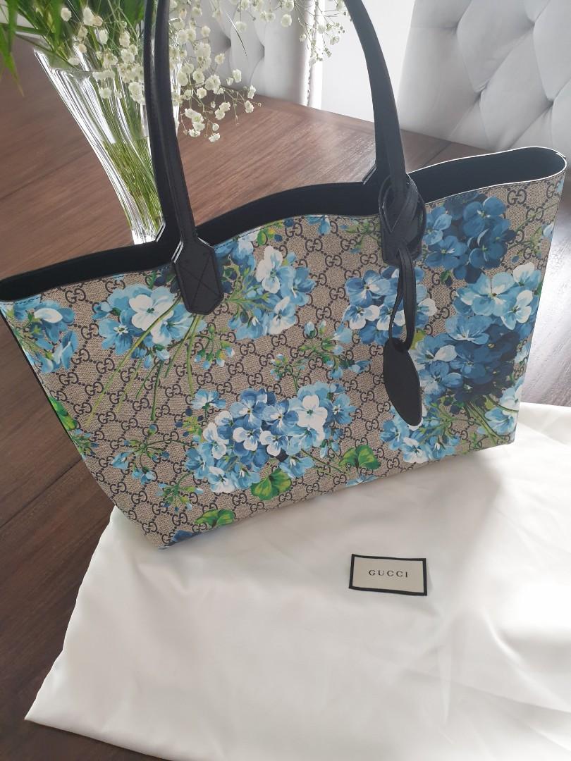 gucci floral reversible tote