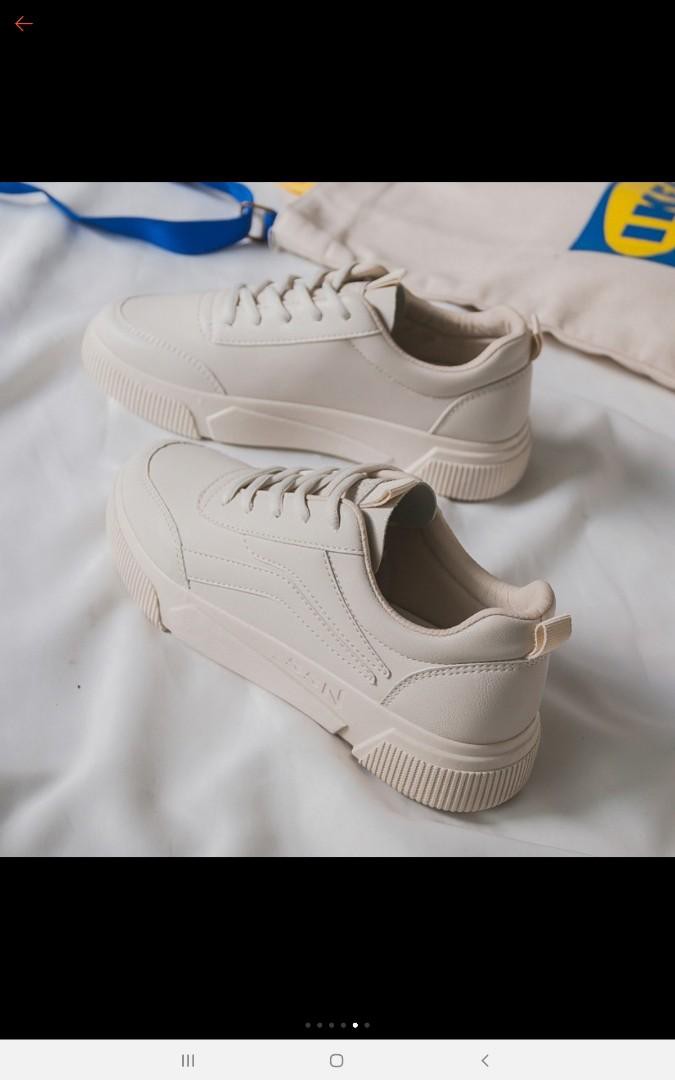 beige white sneakers