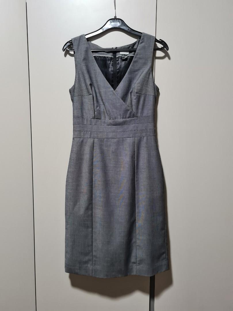 H&M Grey Knee length work dress, Women's Fashion, Tops, Sleeveless on  Carousell