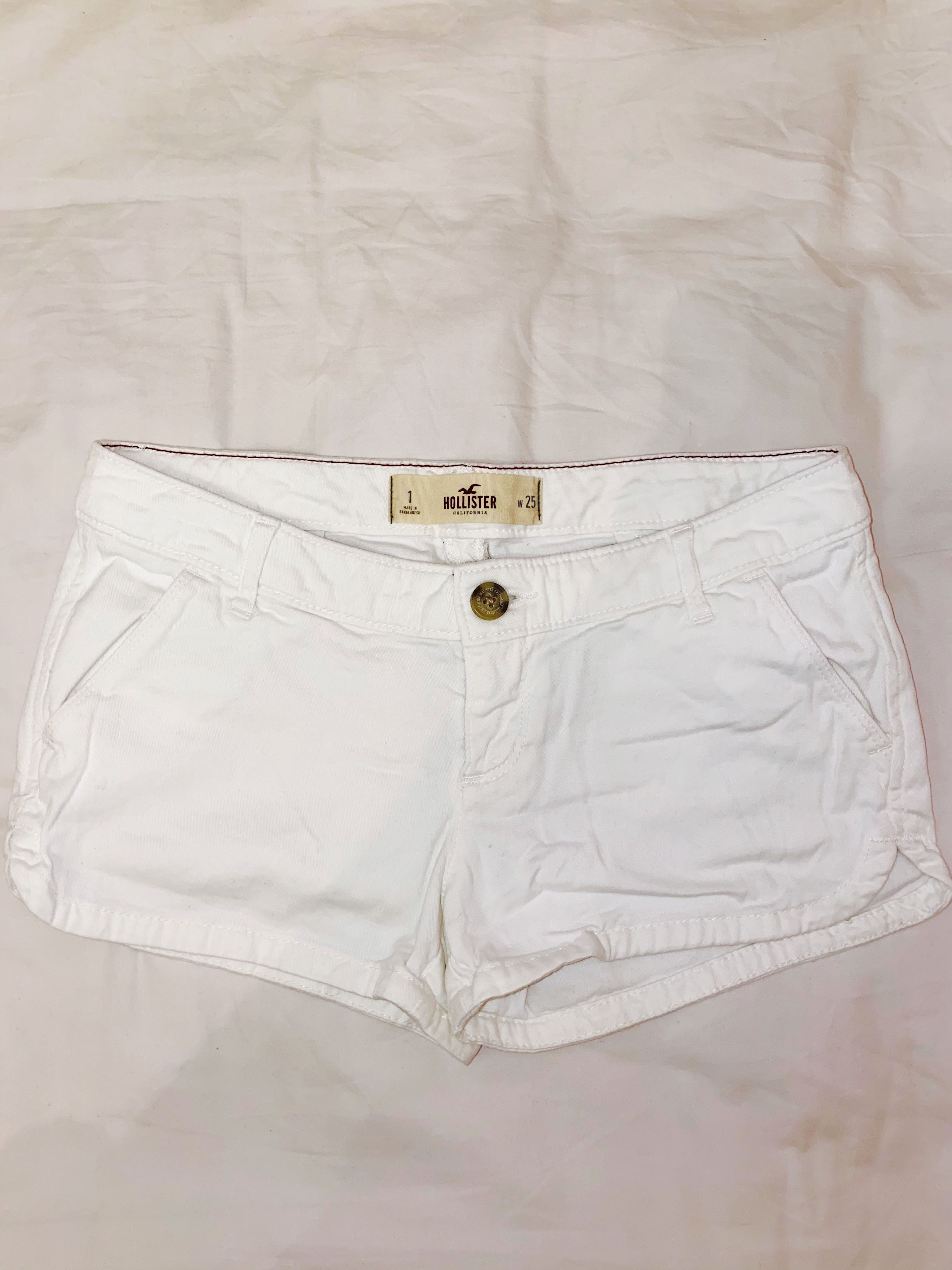 low rise white shorts