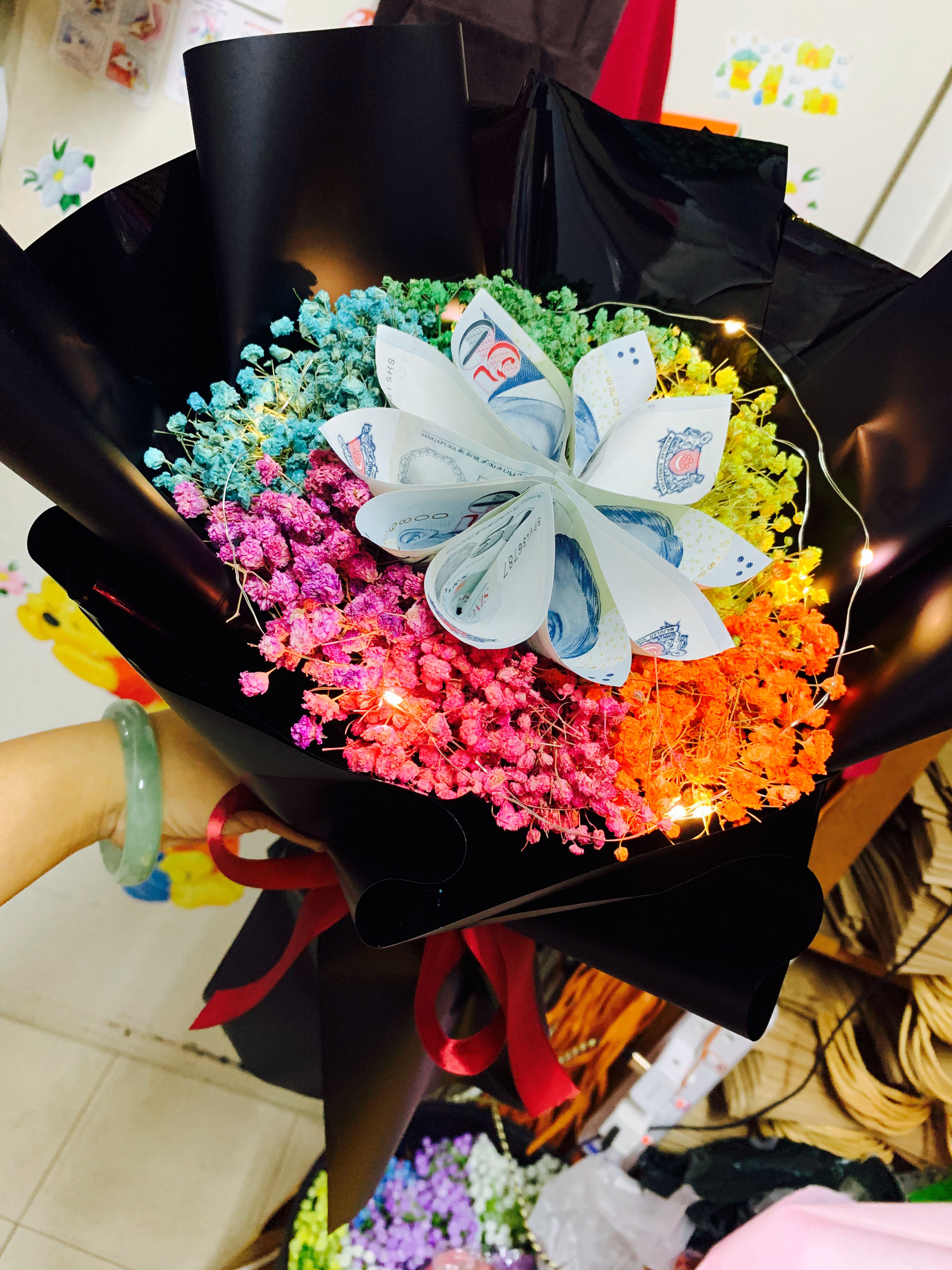 Huamama Money Rainbow Babybreath Bouquet Hobbies Toys Stationery Craft Flowers Bouquets On Carousell