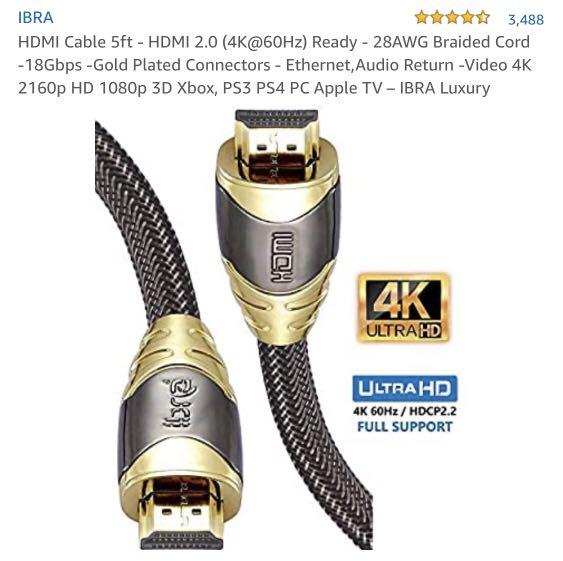 Ibra 4 6 Out Of 5 Stars 3 488 Reviews Hdmi Cable 2 5ft Hdmi 2 0 4k 60hz An icon of a star used to grade companies in trustpilot. carousell