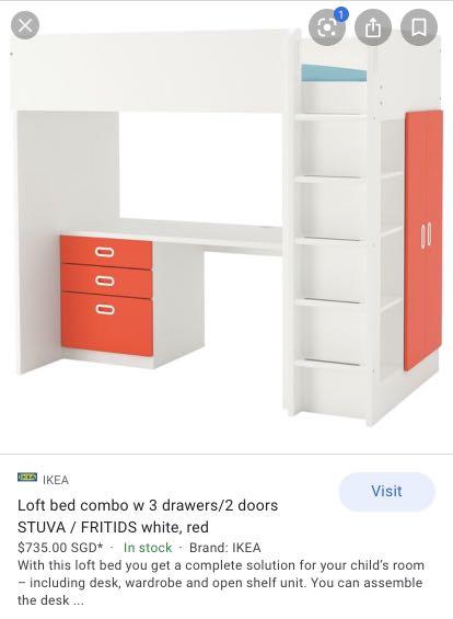 IKEA STUVA bunk bed with study table