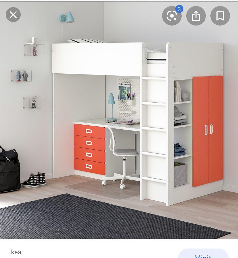 IKEA STUVA bunk bed with study table, Babies & Kids, Baby Nursery