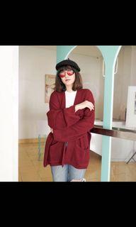 Instocks Maroon Knitted Outerwear