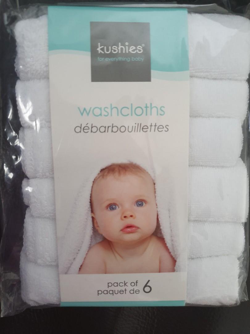  Kushies Baby Washcloths 6-Pack - White Washcloths for