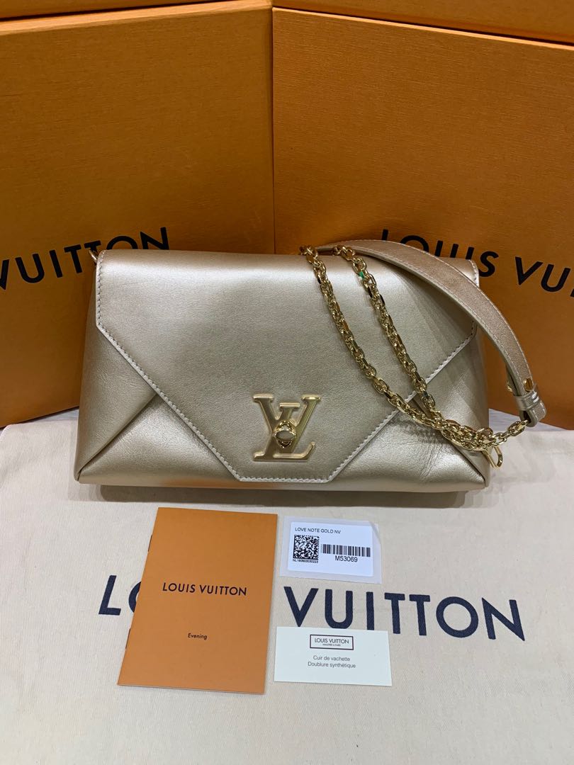AUTHENTIC**Louis Vuitton LV Love Note Gold Bronze, Luxury, Bags