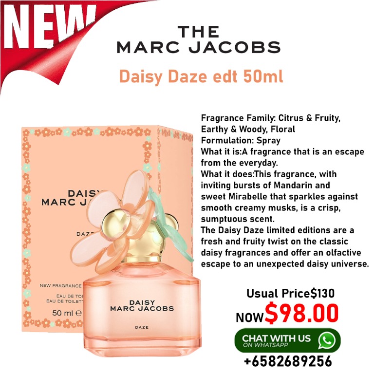 Marc Jacobs Daisy Daze Edt 50ml Health Beauty Perfumes Deodorants On Carousell