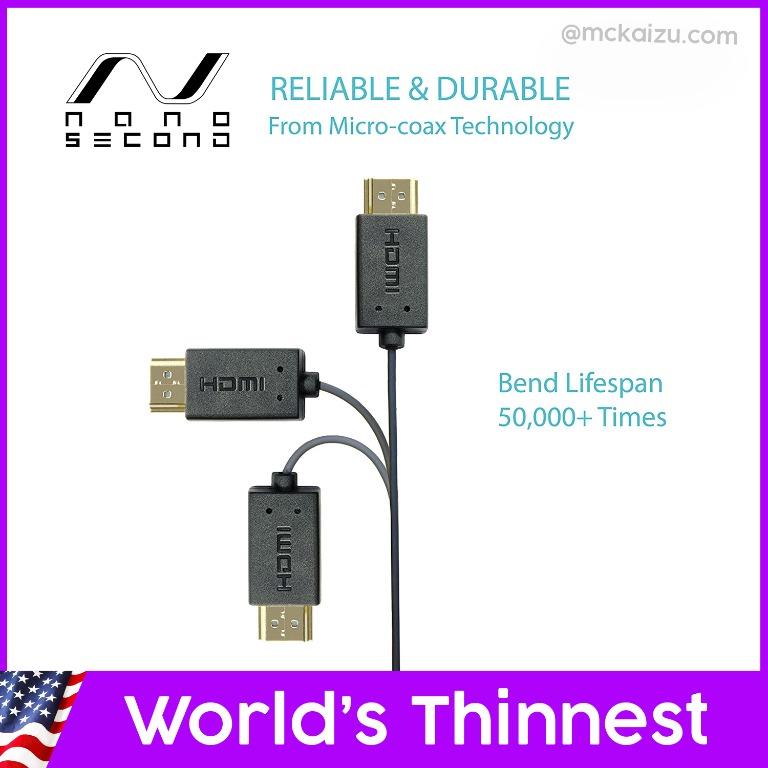 Nanosecond Super Extreme Thin High Speed Mini HDMI Cable (2.6 ft / 0.8 m) -  World's thinnest and Most Flexible Mini HDMI Cable