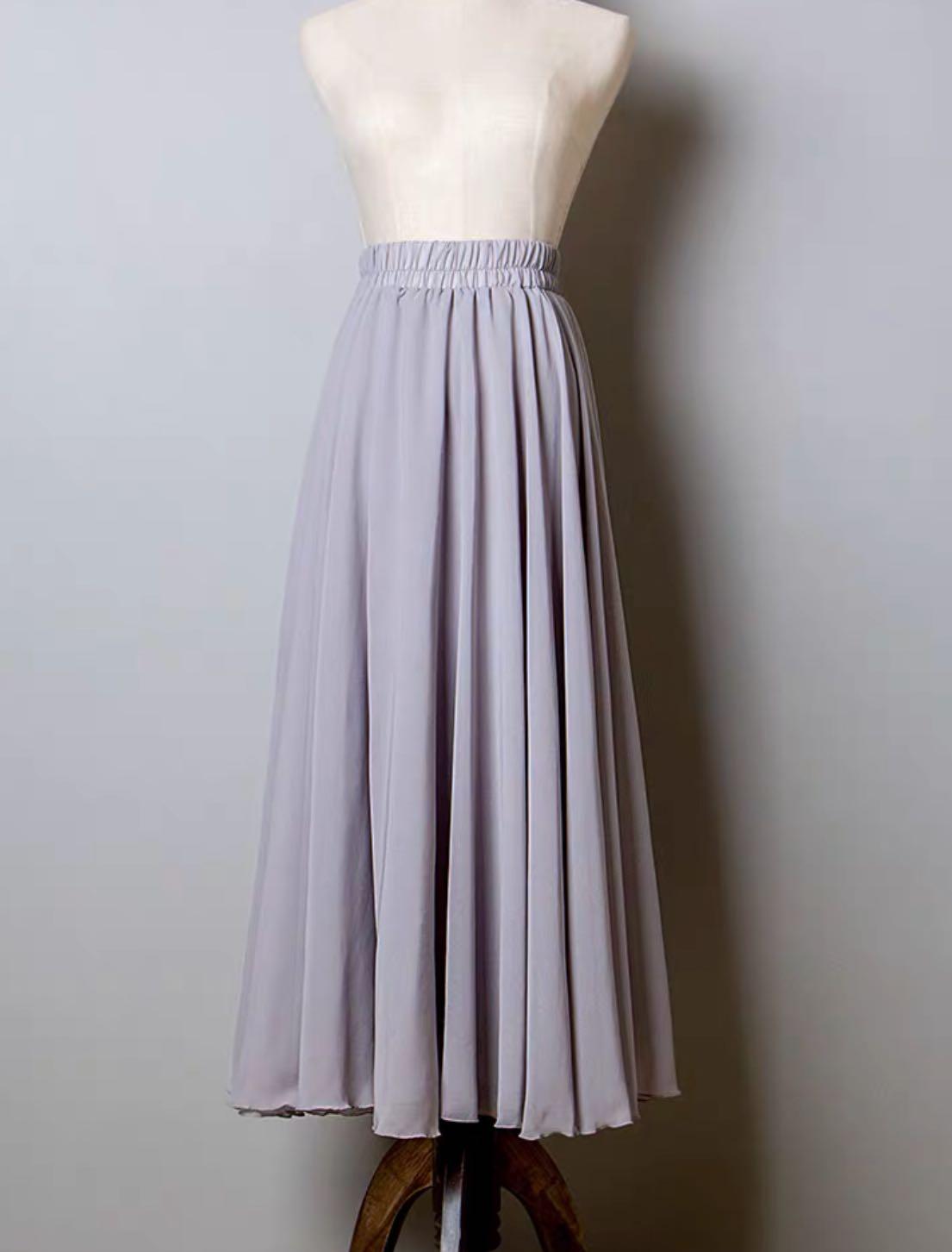 grey chiffon maxi skirt