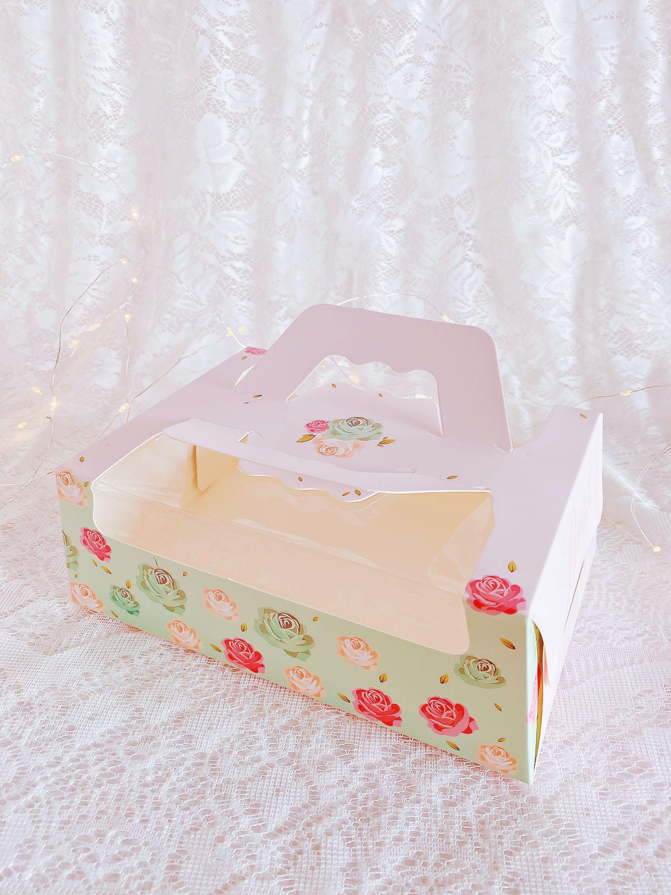Pastel shabby chic rose garden cake pastry lapis cheesecake tart cupcake box  cake box / tart / baking /