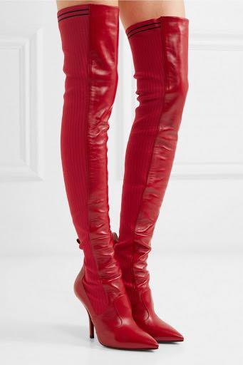 fendi red thigh high boots