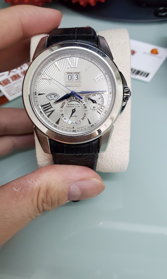 Seiko 精工7D48-0AM0 萬年曆皮帶手錶, 名牌, 手錶- Carousell