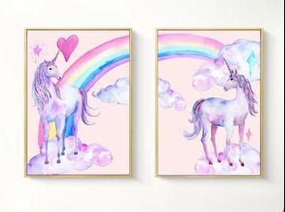 Set of 2 Unicorn Canvas