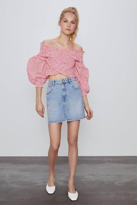 Red gingham top zara clearance