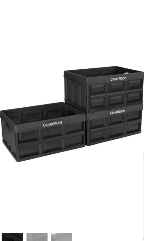 THREE HEAVY DUTY CleverMade CleverCrates 32 Liter Collapsible Storage ...