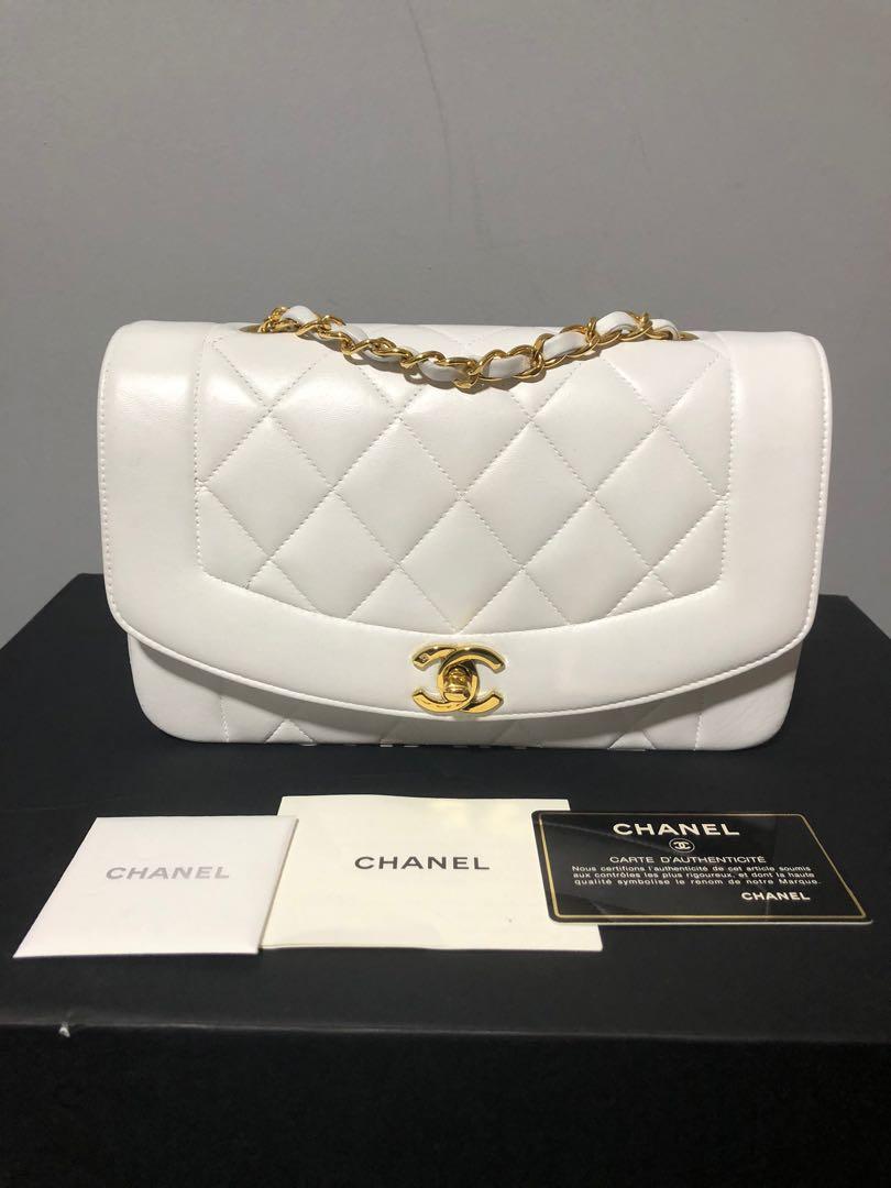 CHANEL Lambskin Small Diana Single Chain Single Flap Bag Beige Gold  Hardware  Vintage Preowned Luxury Preloved Lux Canada