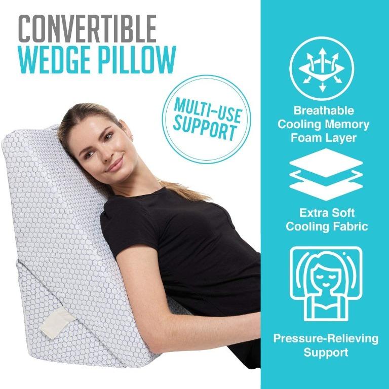 AllSett Health Cooling Bed Wedge Pillow - Adjustable 9&12 Inch Folding ...