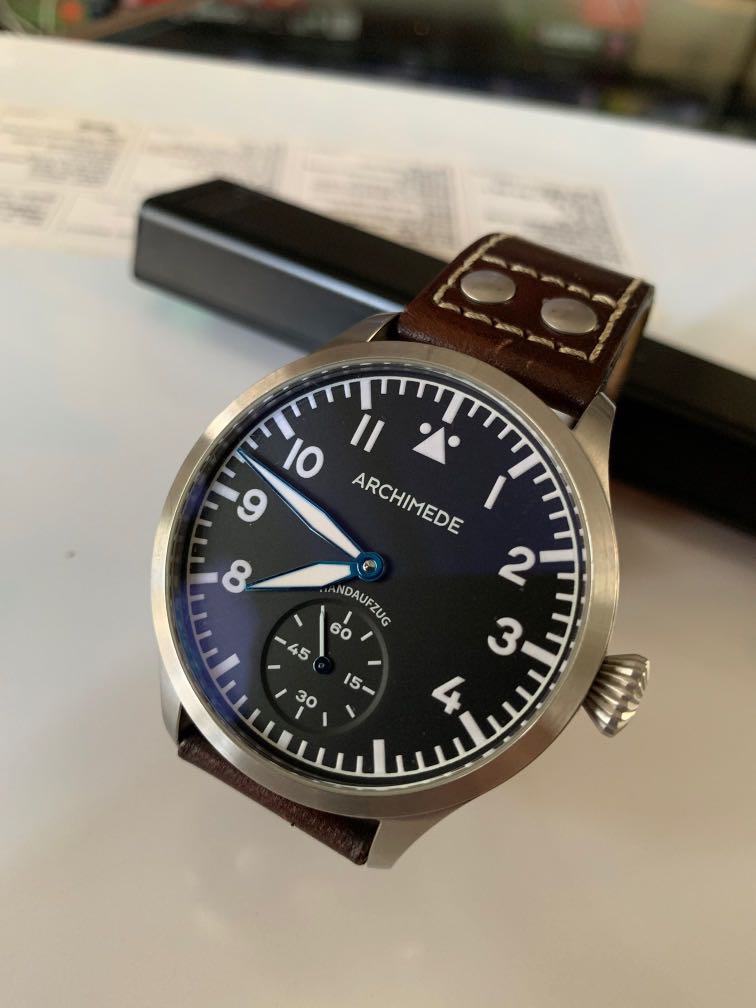 Archimede Big pilot 45 watch handwound Men s Fashion Watches Accessories Watches on Carousell