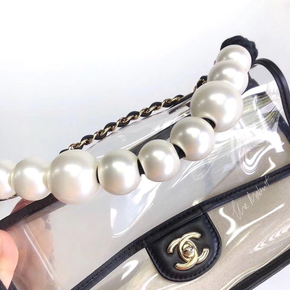 clear chanel bag with sand