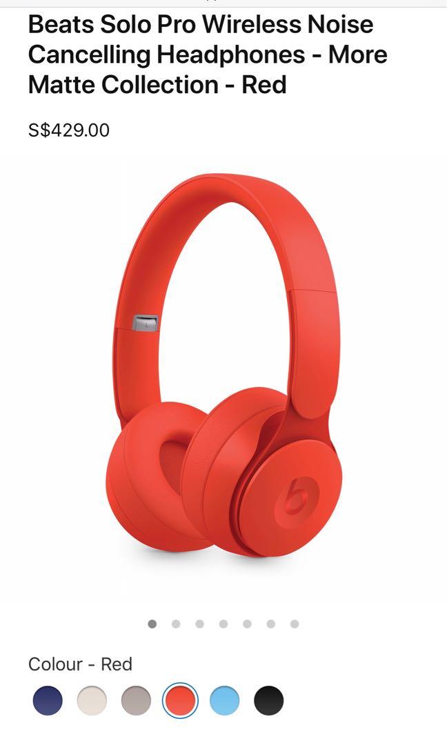 Beats Solo Pro Wireless Noise Cancelling Headphones More Matte Collection Red Audio Headphones Headsets on Carousell