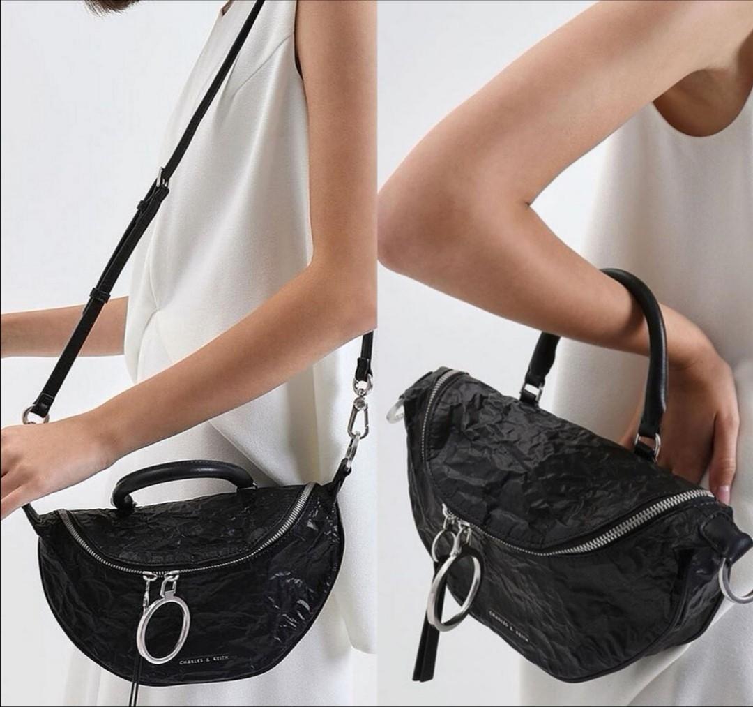 BRAND NEW CHARLES KEITH HALF MOON RING ZIP SLING BAG