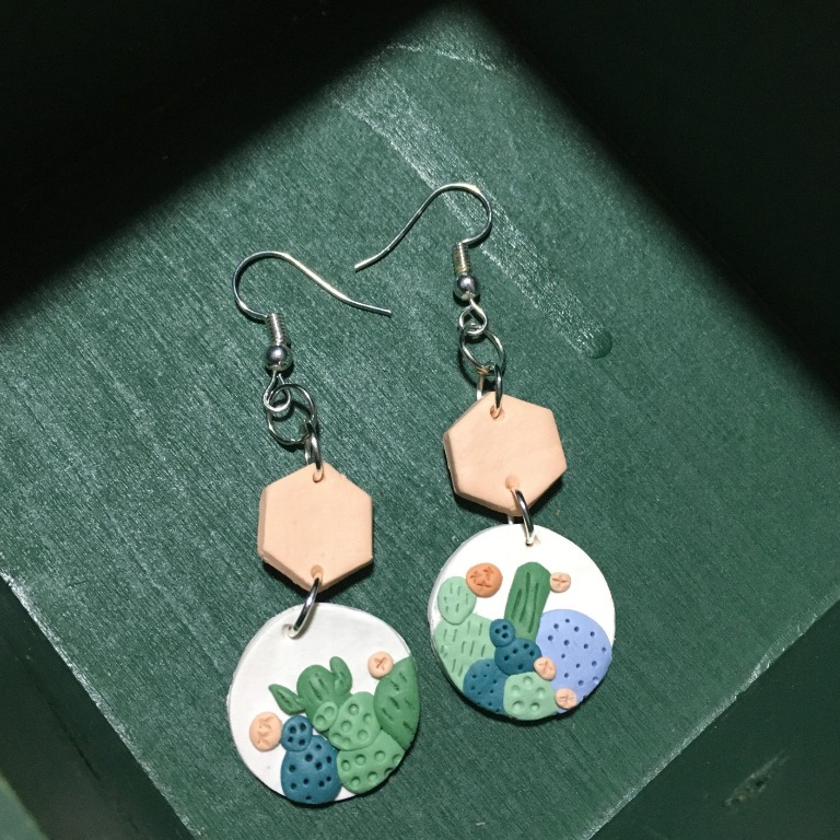Cactus polymer clay earrings store