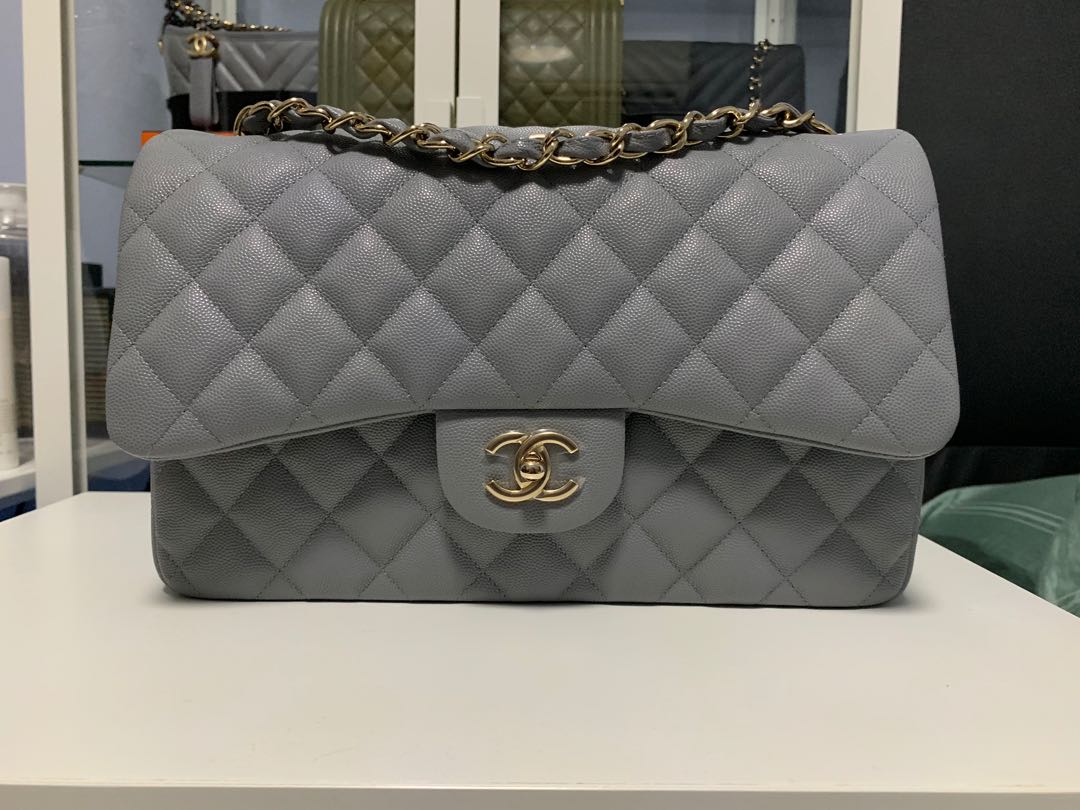 Chanel 10 Grey Caviar Skin Classic Flap with SHW  AWL3636  LuxuryPromise