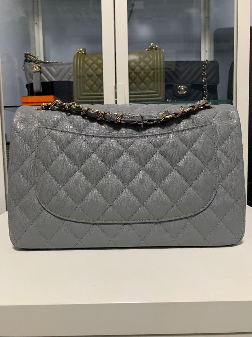 Chanel 20C grey jumbo caviar flap bag, Luxury, Bags & Wallets on Carousell
