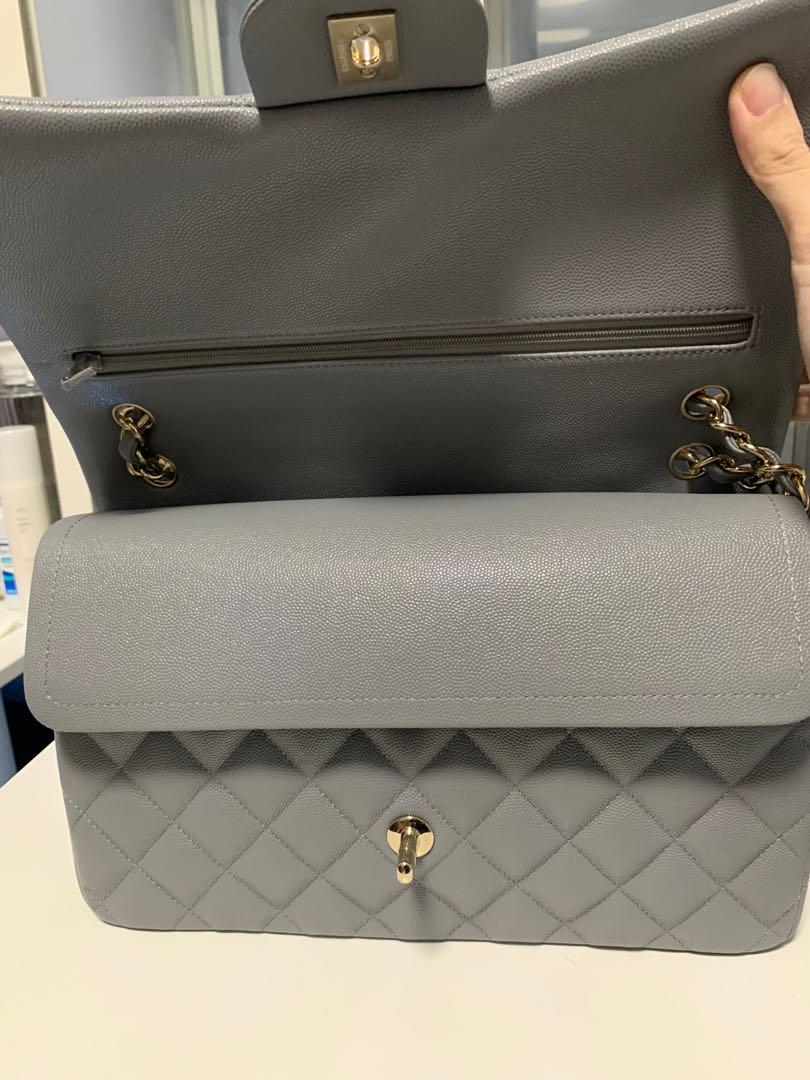 Chanel 20C grey jumbo caviar flap bag, Luxury, Bags & Wallets on Carousell