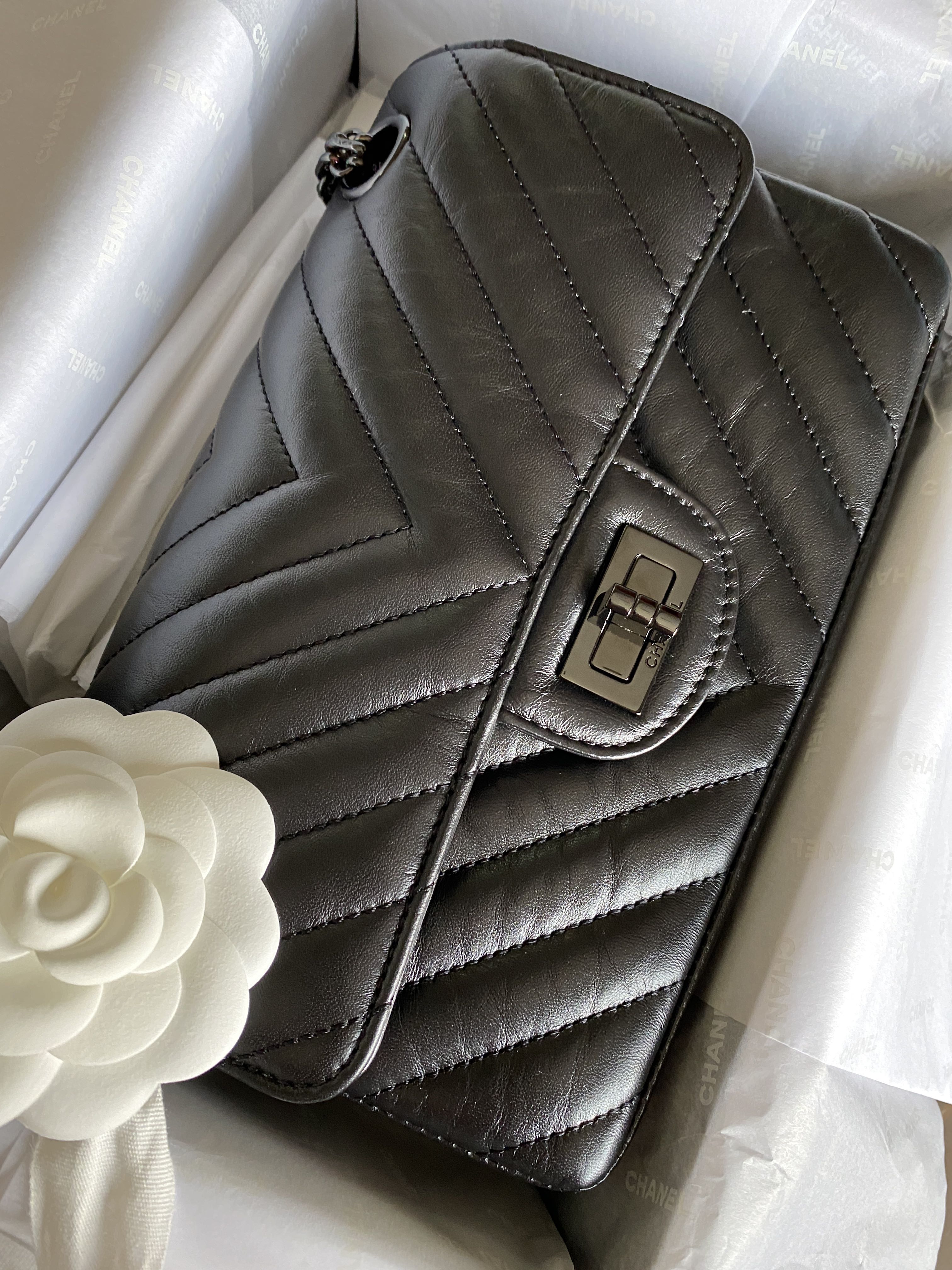 chanel mini reissue so black