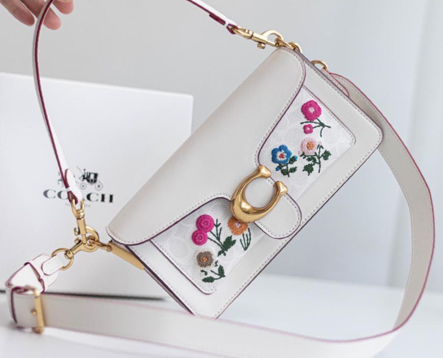 Tabby shoulder bag 26 in signature canvas new arrivals with floral embroidery