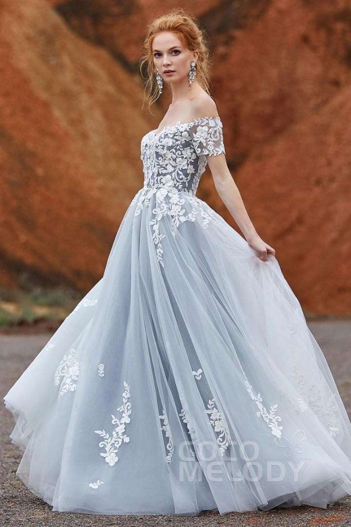 Cocomelody A LINE SWEEP BRUSH TRAIN TULLE WEDDING DRESS Women s