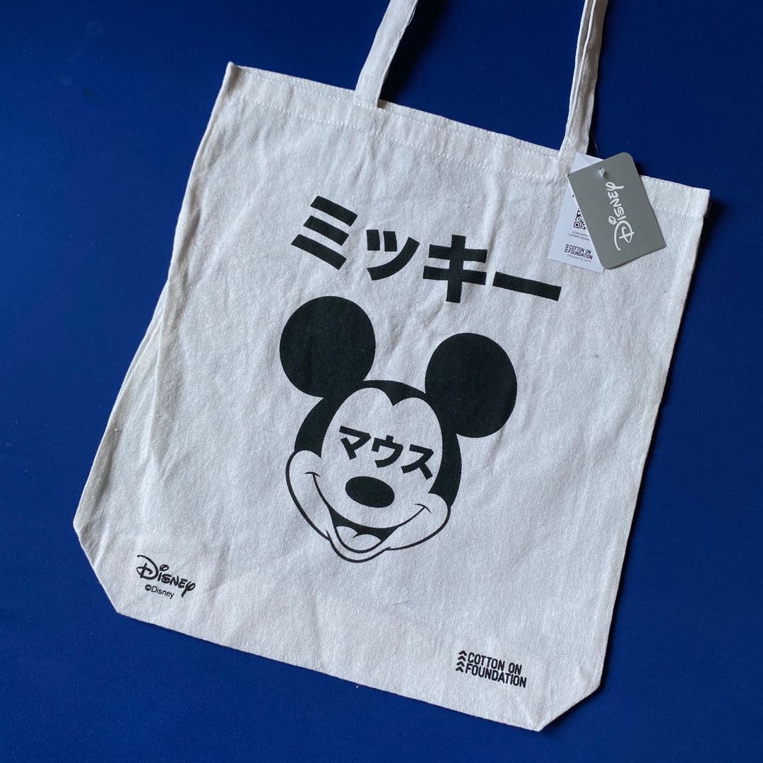Cotton On x Disney Tokyo Mickey Mouse Totebag, Fesyen Wanita, Tas