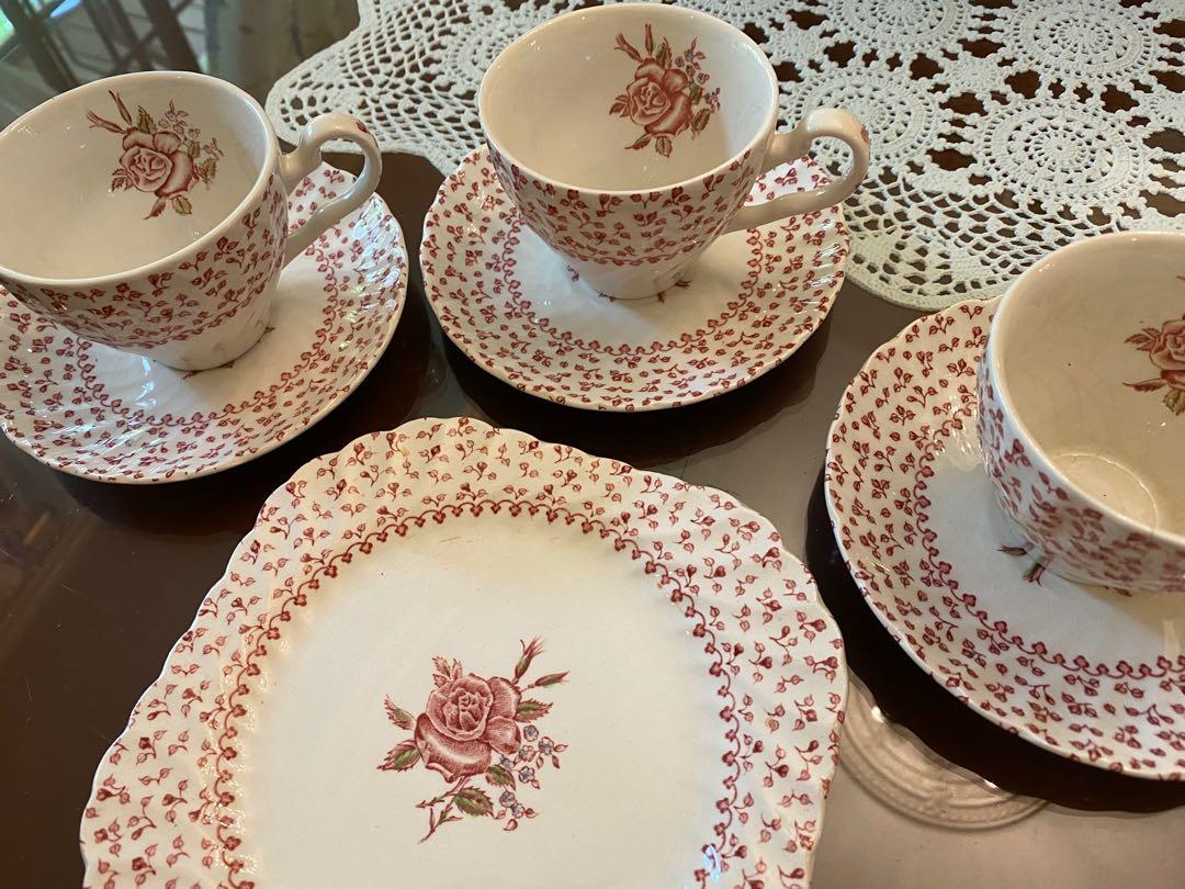 Cup Saucer Cake plate set (Category: Coffee & Tea Tableware) located in Quezon City. Submitted by kb0030 (Listing ID 1032004554, Image 2). Description: Three sets of cup & saucer 1 cake/serving plate BRAND: JOHNSON BROTHERS WITH CRAZING.