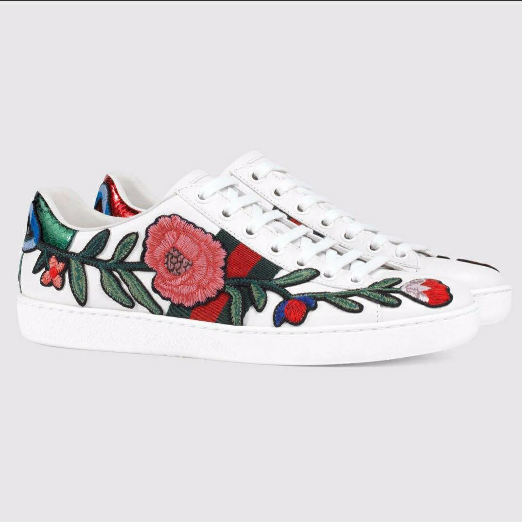 trainers with embroidered flowers