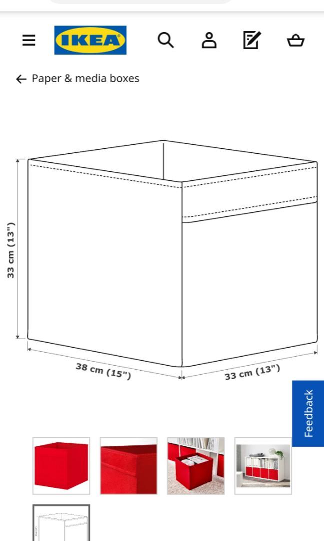 IKEA Drona Storage Box Red, Furniture & Home Living, Home Improvement