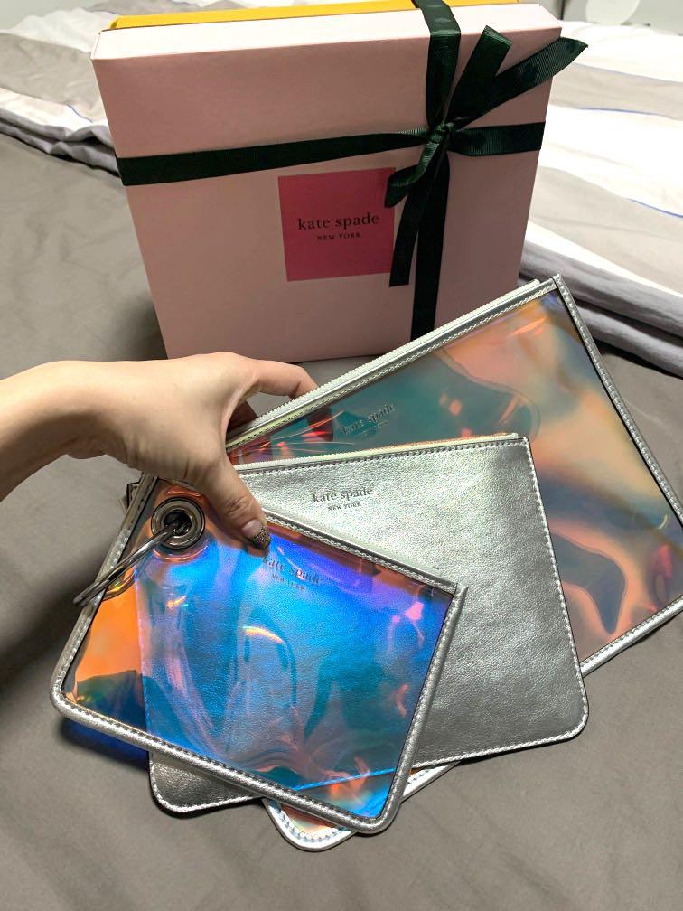 want to clear BN Kate spade holographic trio pouch