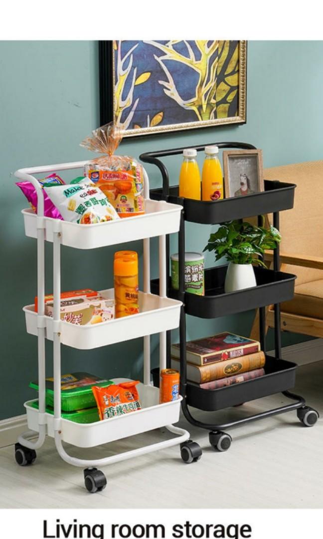 Kitchen / Living Room Trolley Rack (black), Furniture, Shelves