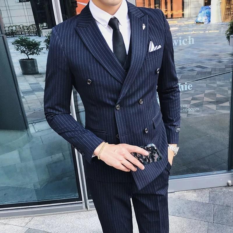 Double breasted blue suit mens hotsell
