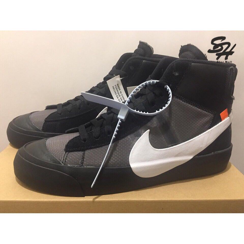 OFF WHITE x NIKE BLAZER MID 聯名款黑白AA3832-001, 他的時尚, 鞋