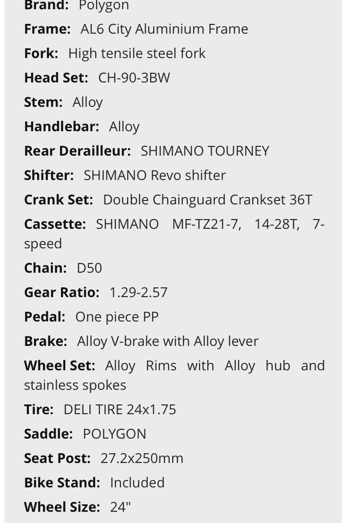 polygon sierra ax 24 inch city bike